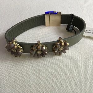 White House Black Market leather bracelet with three flowers